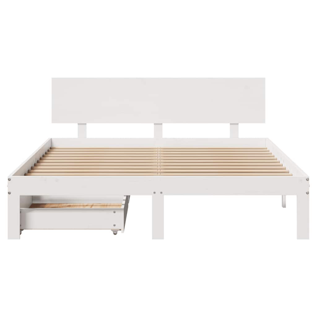 Sengeramme med skuffer hvit 120x190 cm heltre furu