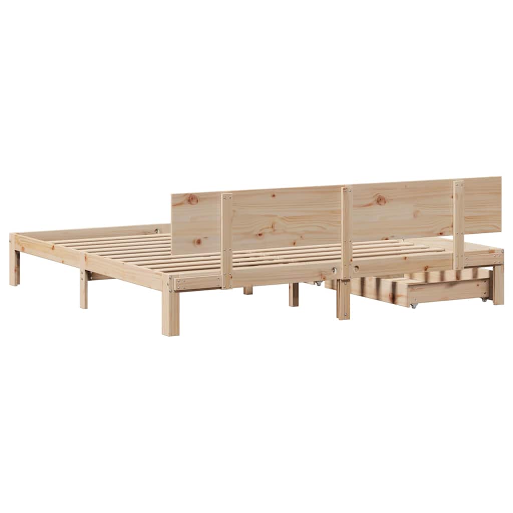 Sengeramme med skuffer 200x200 cm heltre furu