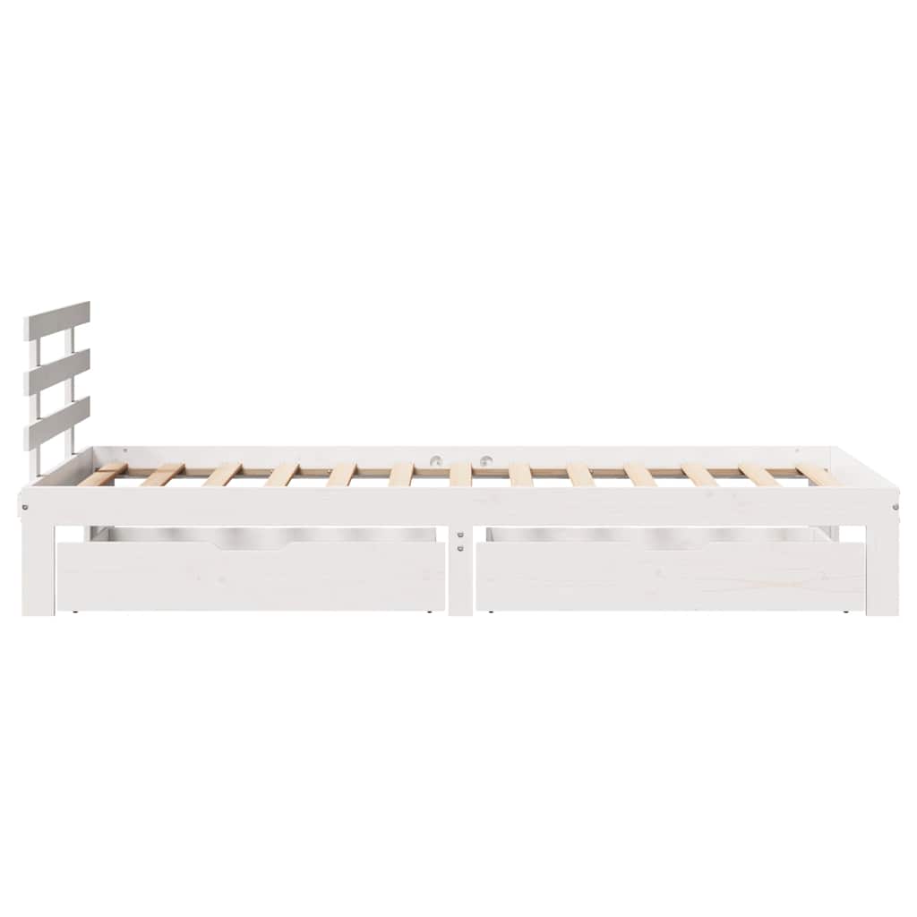 Sengeramme med skuffer hvit 75x190 cm heltre furu