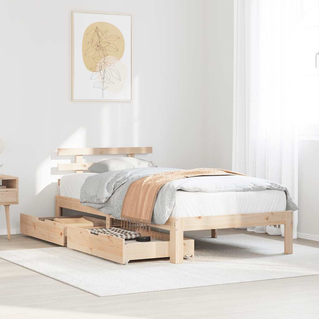 Sengeramme med skuffer 90x190 cm heltre furu