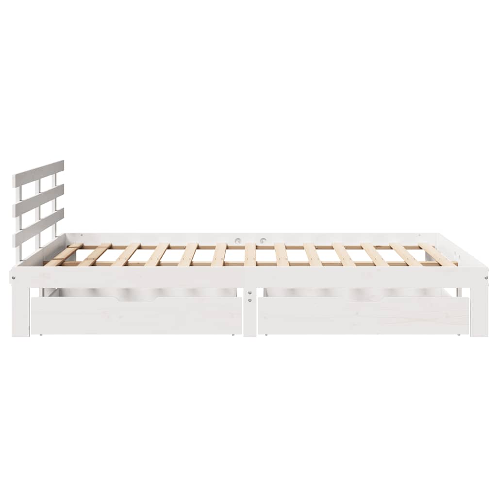 Sengeramme med skuffer hvit 120x190 cm heltre furu