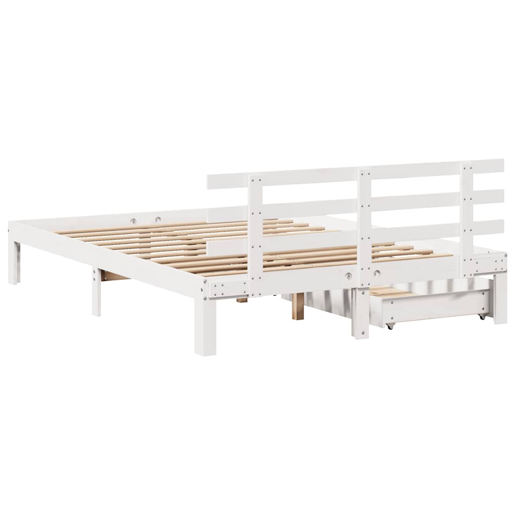 Sengeramme med skuffer hvit 120x190 cm heltre furu