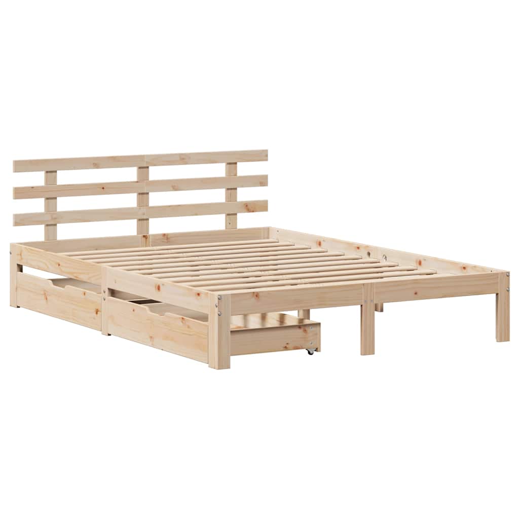 Sengeramme med skuffer 140x190 cm heltre furu