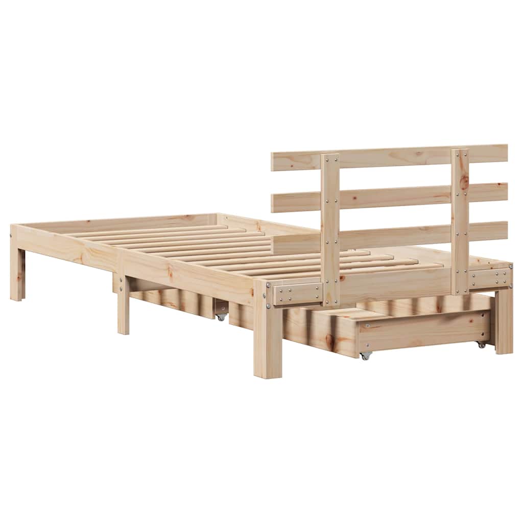 Sengeramme med skuffer 90x200 cm heltre furu