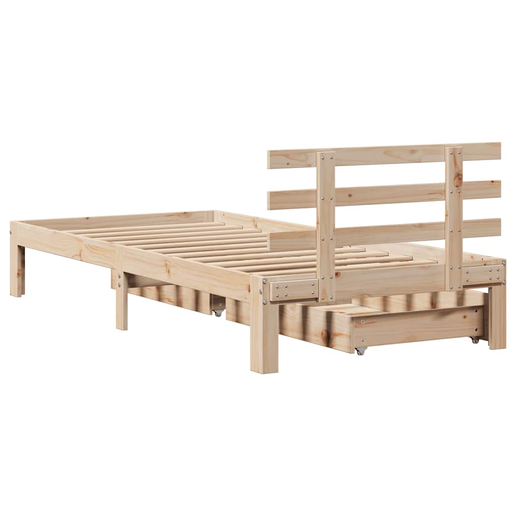 Sengeramme med skuffer 100x200 cm heltre furu