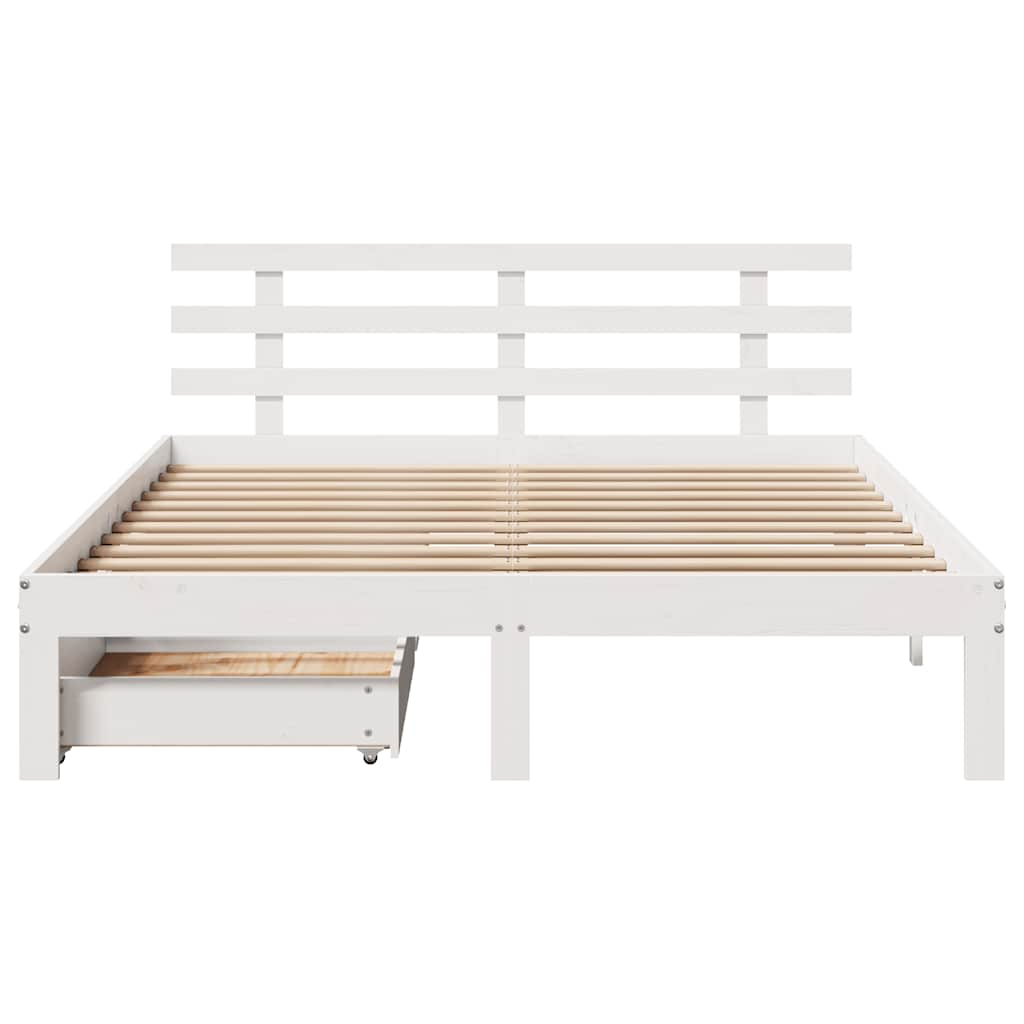 Sengeramme med skuffer hvit 120x200 cm heltre furu
