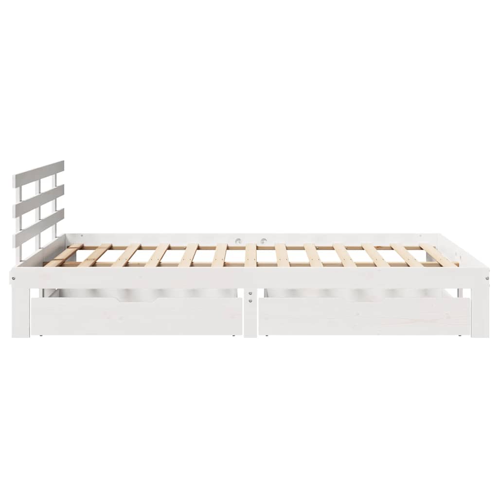 Sengeramme med skuffer hvit 140x200 cm heltre furu