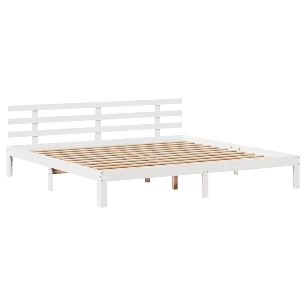 Sengeramme med skuffer hvit 200x200 cm heltre furu