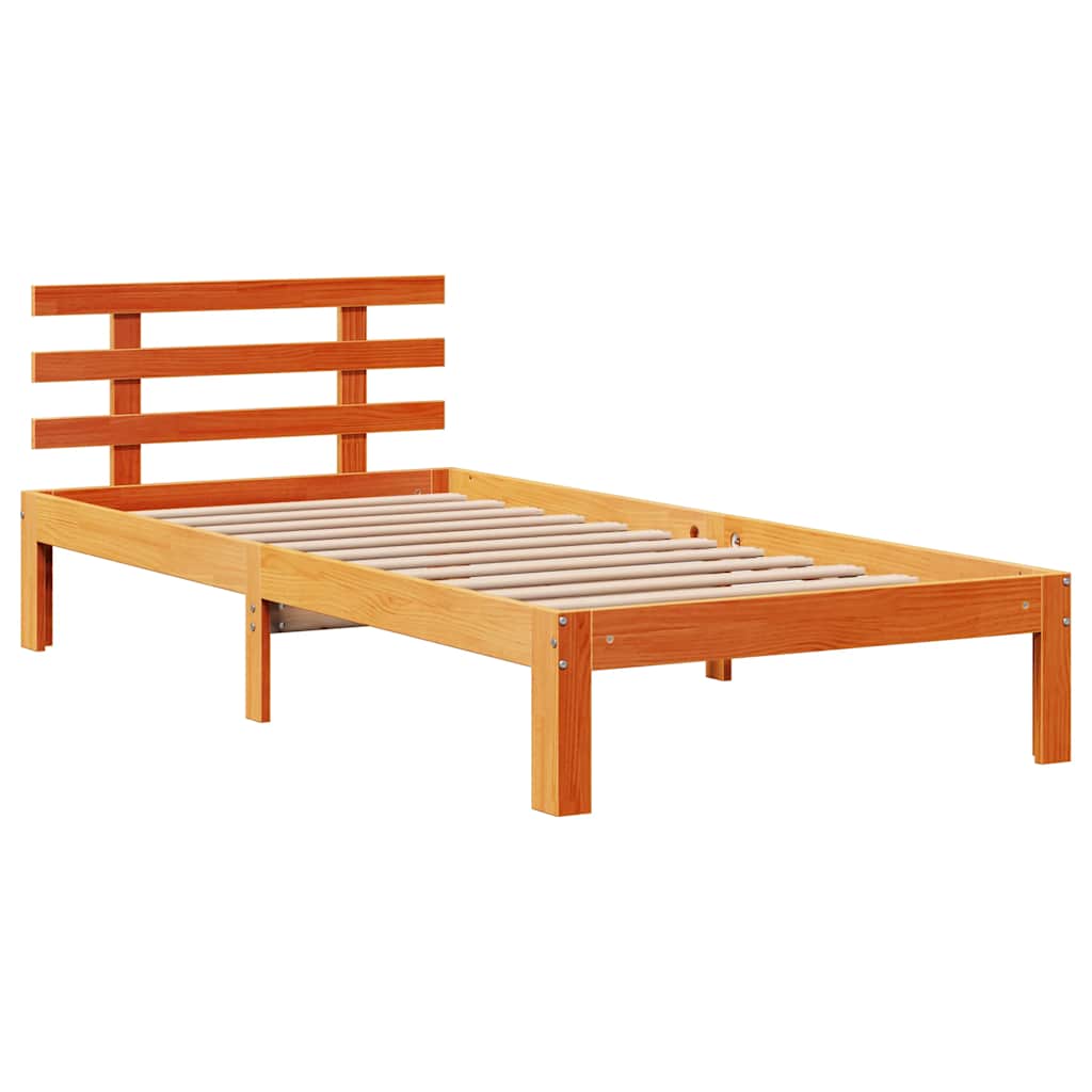 Sengeramme med skuffer voksbrun 100x200 cm heltre furu