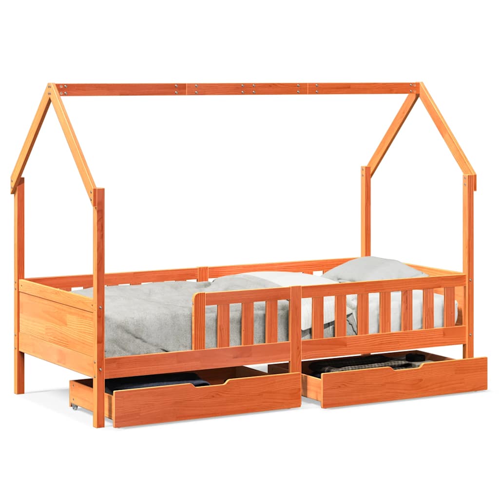 Barnesengeramme med skuffer 90x190 cm heltre furu
