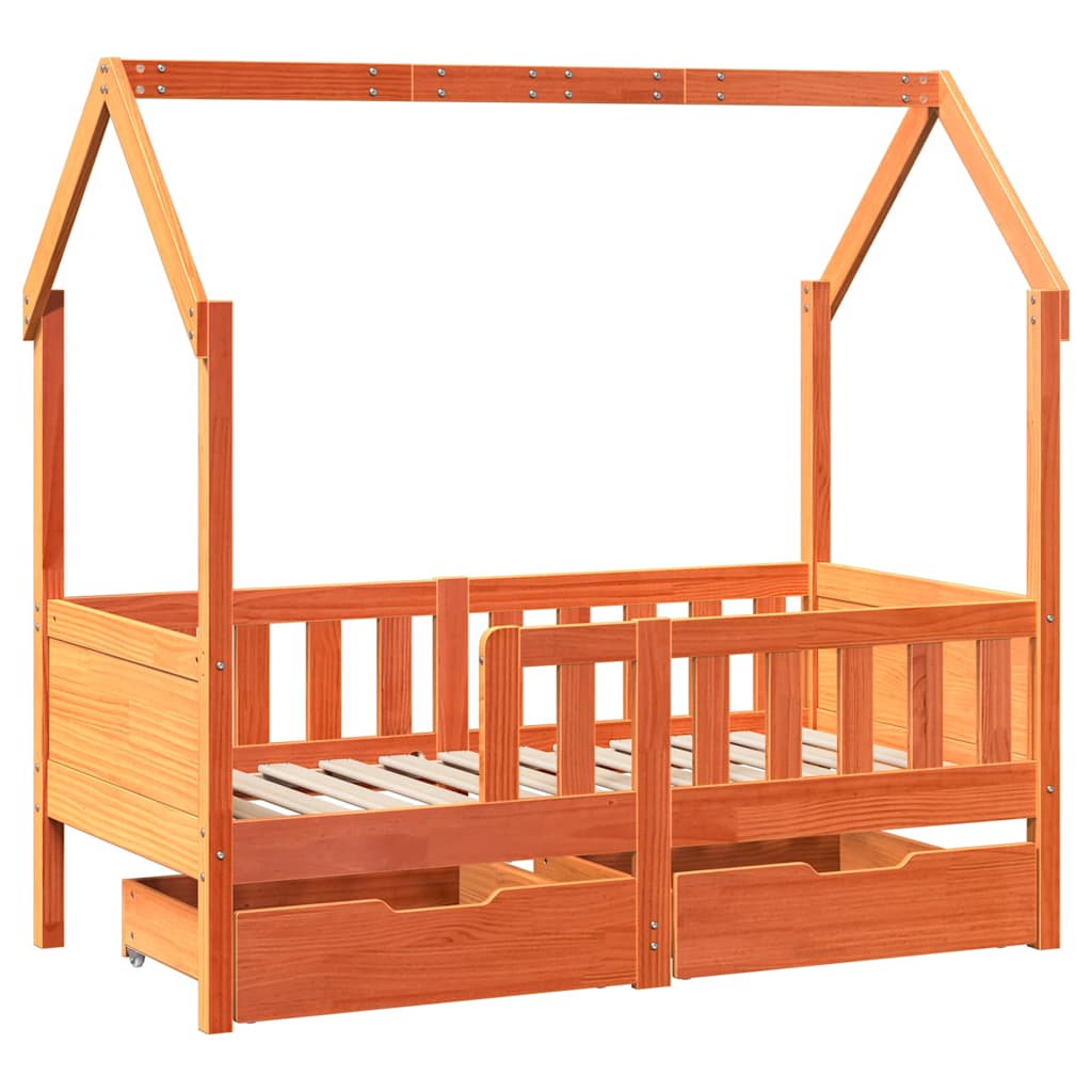 Barnesengeramme med skuffer 70x140 cm heltre furu