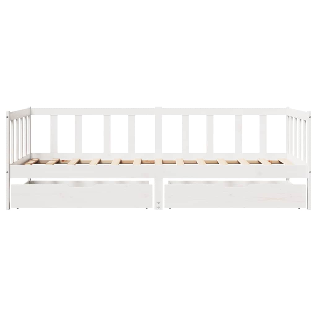 Dagseng med skuffer hvit 80x200 cm heltre furu