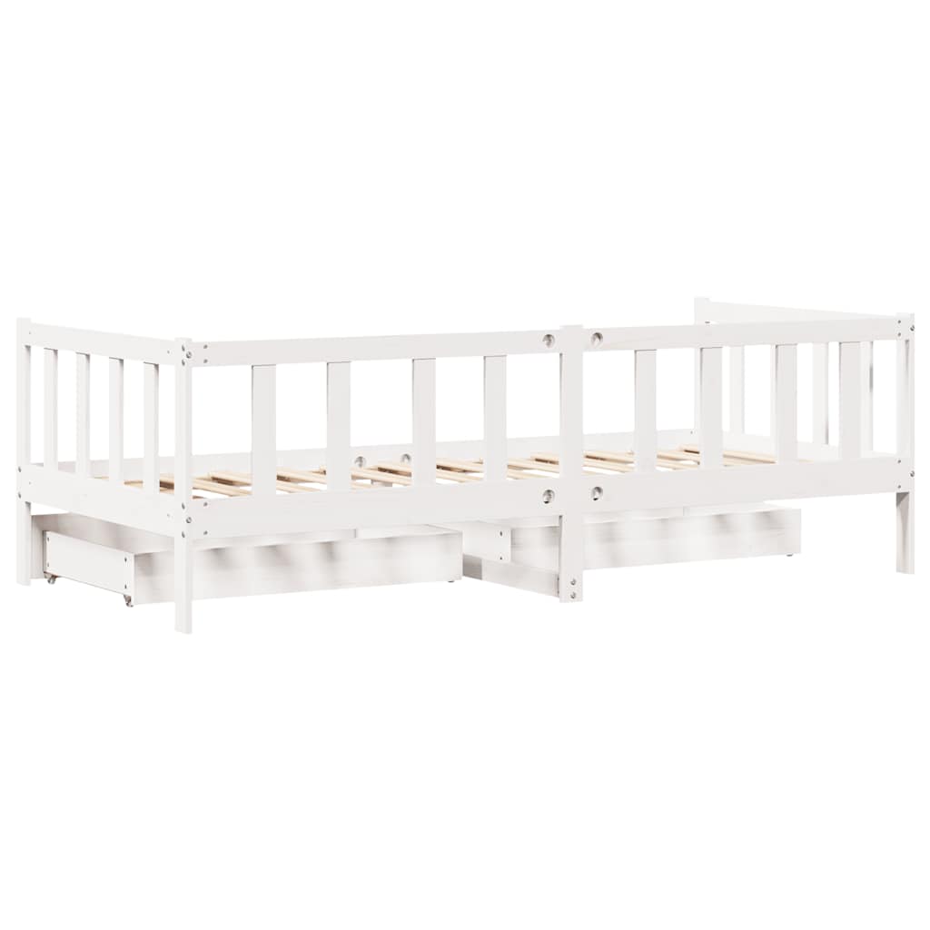 Dagseng med skuffer hvit 80x200 cm heltre furu