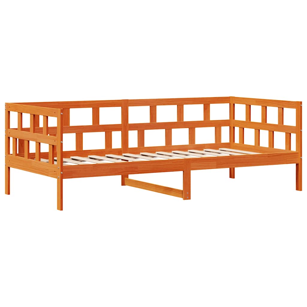 Dagseng med skuffer voksbrun 80x200 cm heltre furu