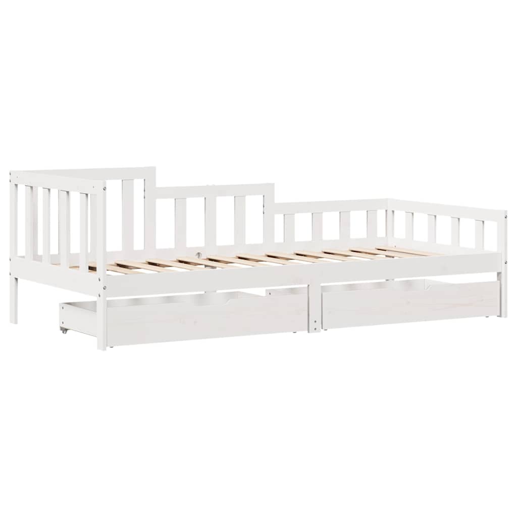 Dagseng med skuffer hvit 90x200 cm heltre furu vidaXL