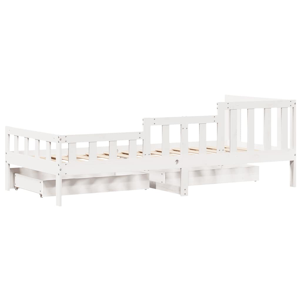 Dagseng med skuffer hvit 90x200 cm heltre furu vidaXL