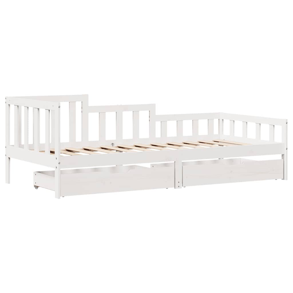 Dagseng med skuffer hvit 90x200 cm heltre furu