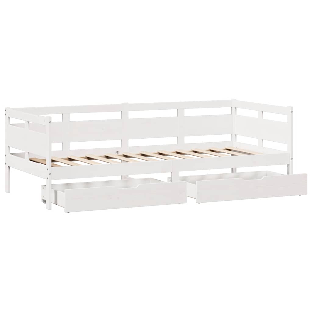 Dagseng med skuffer hvit 80x200 cm heltre furu