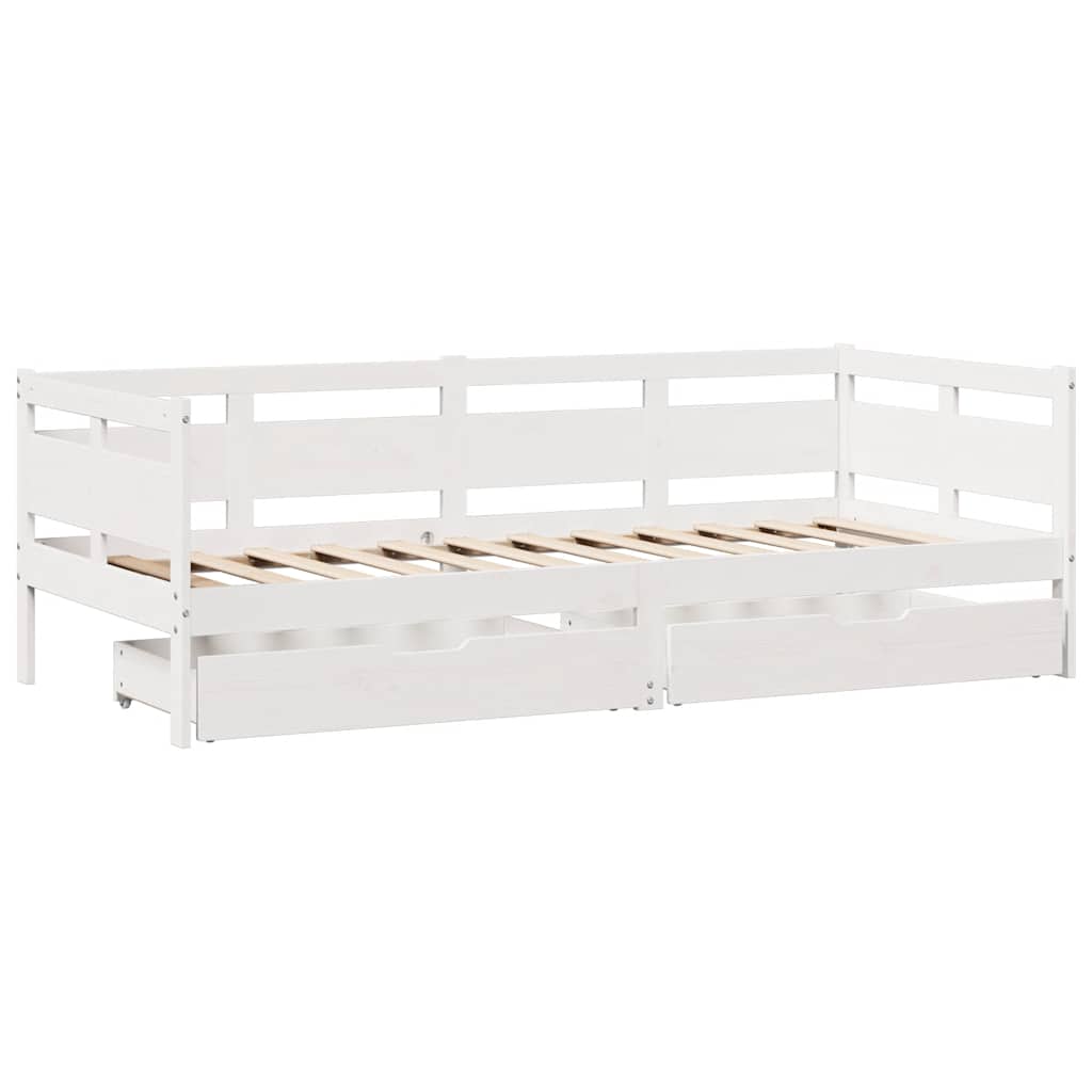Dagseng med skuffer hvit 90x190 cm heltre furu
