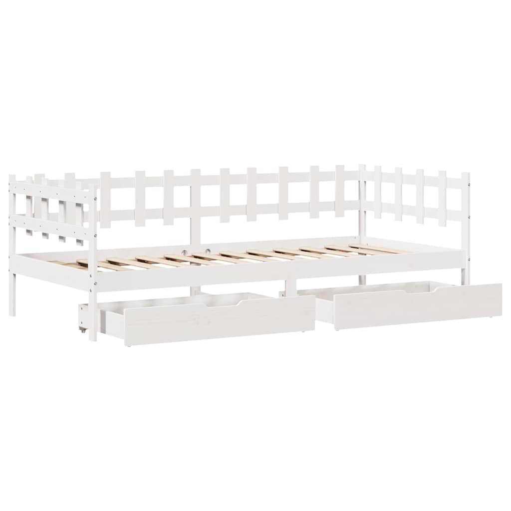 Dagseng med skuffer hvit 80x200 cm heltre furu vidaXL