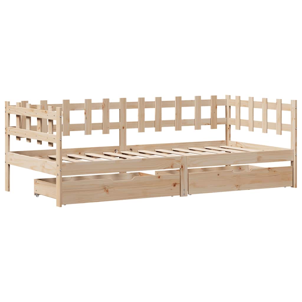 Dagseng med skuffer 90x190 cm heltre furu vidaXL