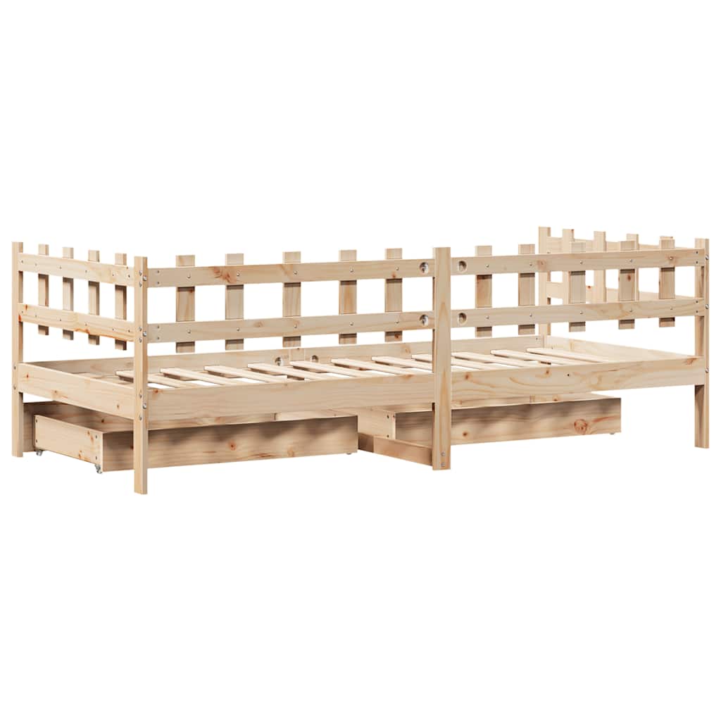 Dagseng med skuffer 90x190 cm heltre furu vidaXL