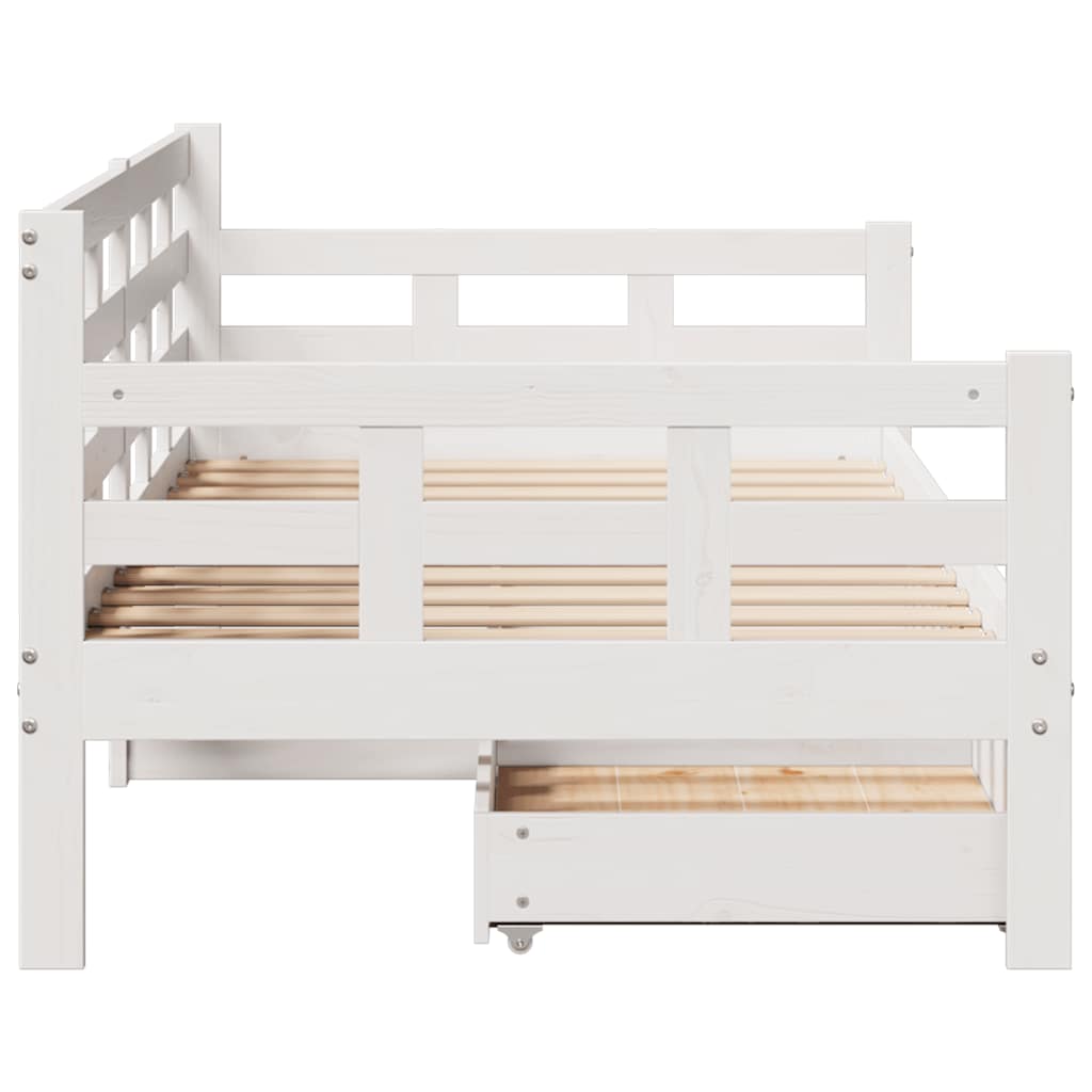 Dagseng med skuffer hvit 80x200 cm heltre furu