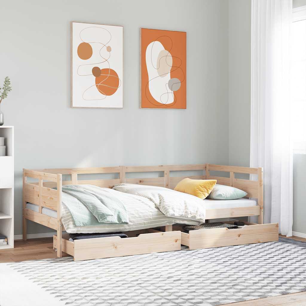 Dagseng med skuffer 90x190 cm heltre furu