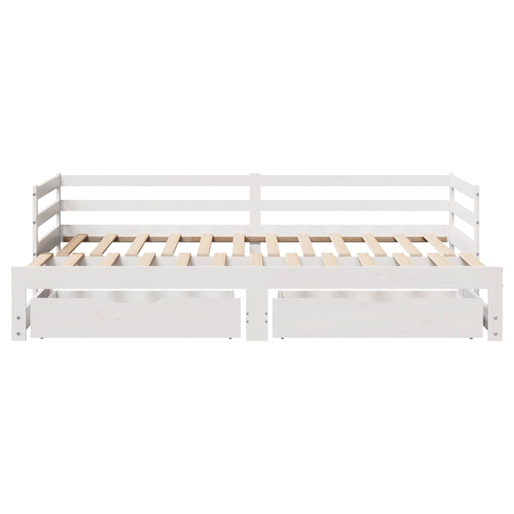 Dagseng med skuffer hvit 90x200 cm heltre furu