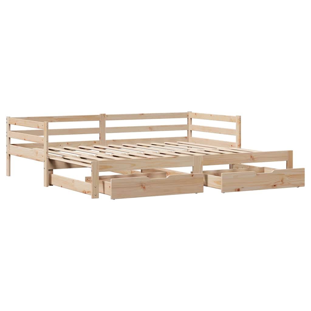 Uttrekkbar dagseng med skuffer uten madrass 80x200 cm