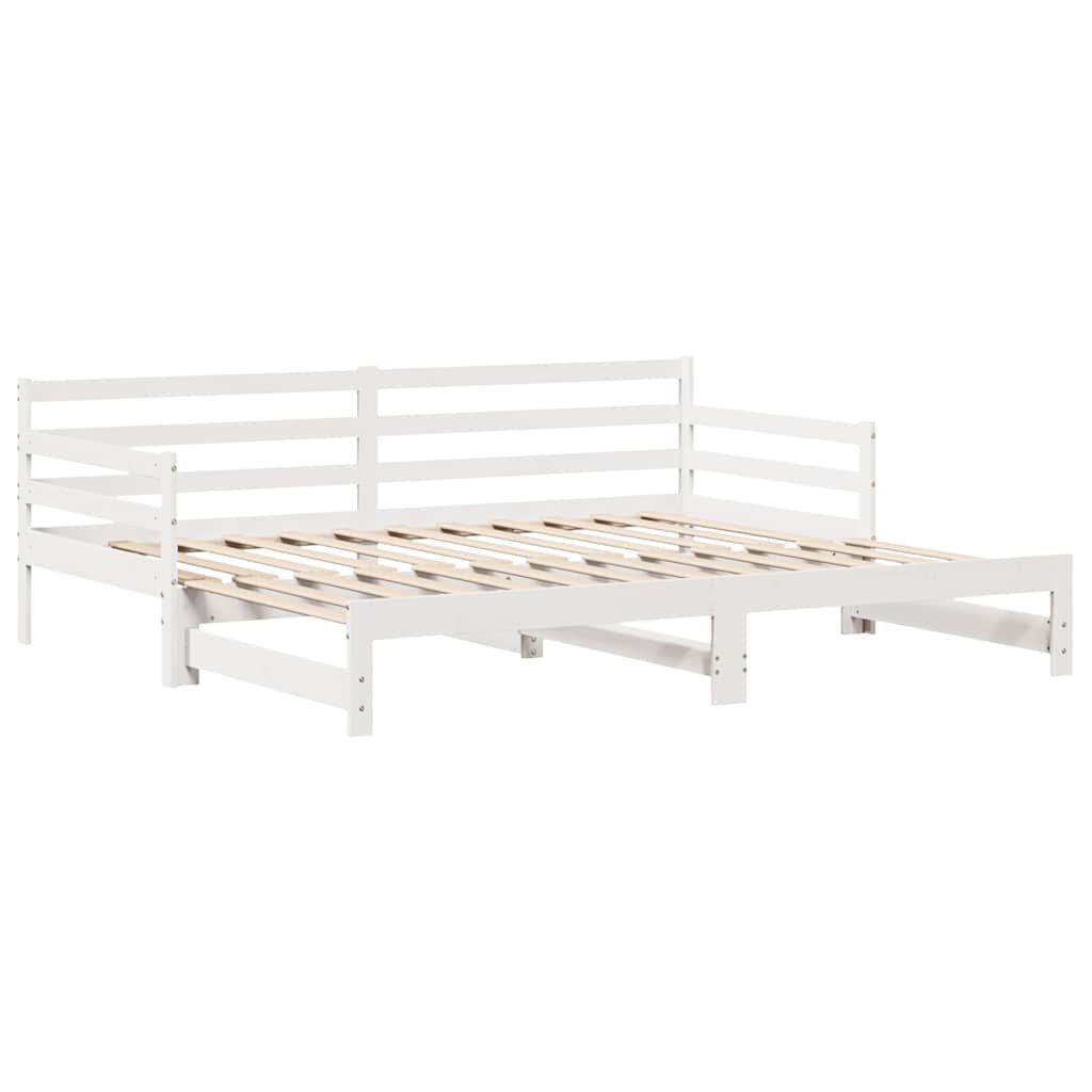 Uttrekkbar dagseng med skuffer uten madrass hvit 90x200 cm vidaXL