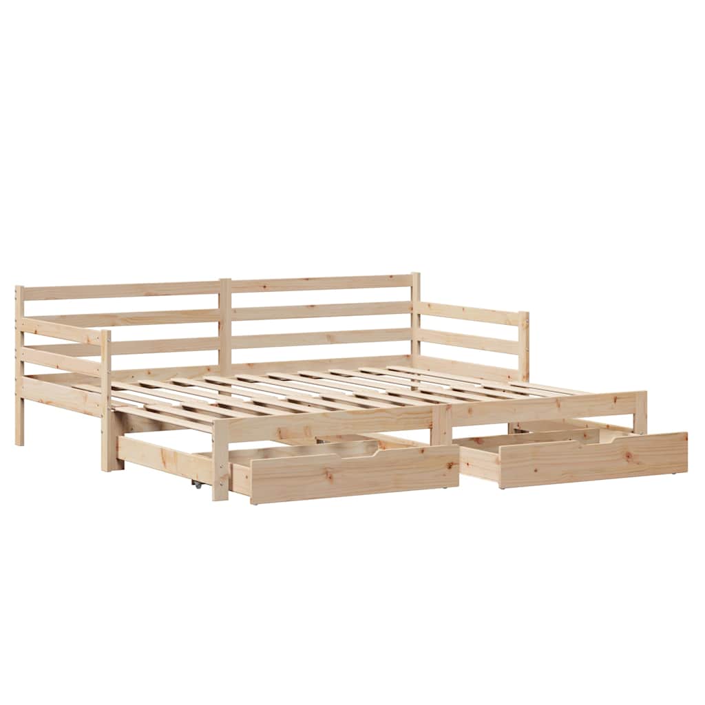 Uttrekkbar dagseng med skuffer uten madrass 80x200 cm