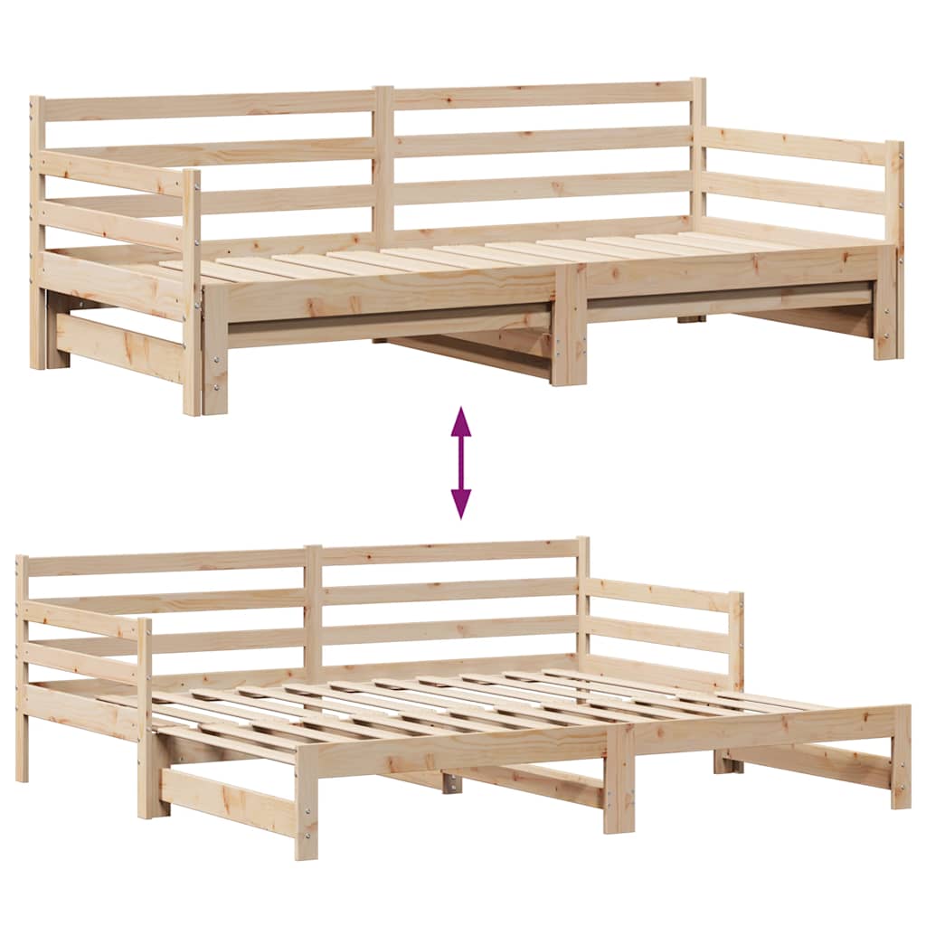 Uttrekkbar dagseng med skuffer uten madrass 80x200 cm