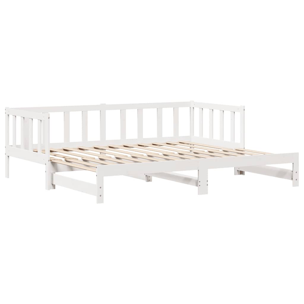 Uttrekkbar dagseng med skuffer uten madrass hvit 90x190 cm