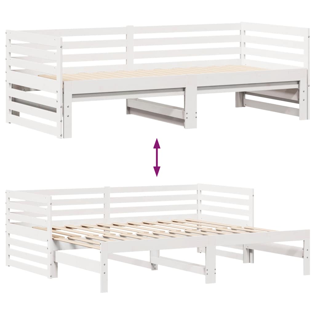 Dagseng med skuffer hvit 90x200 cm heltre furu