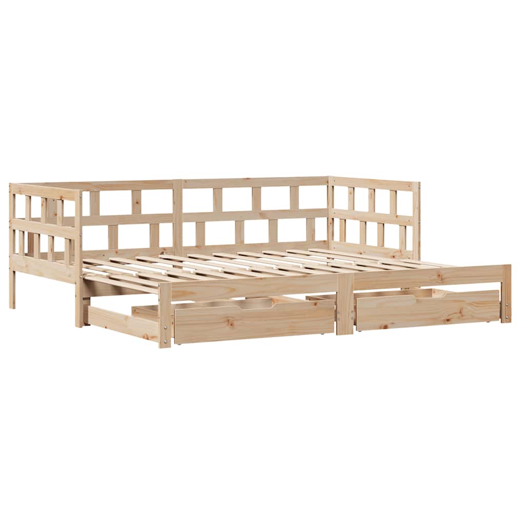 Uttrekkbar dagseng med skuffer uten madrass 80x200 cm vidaXL