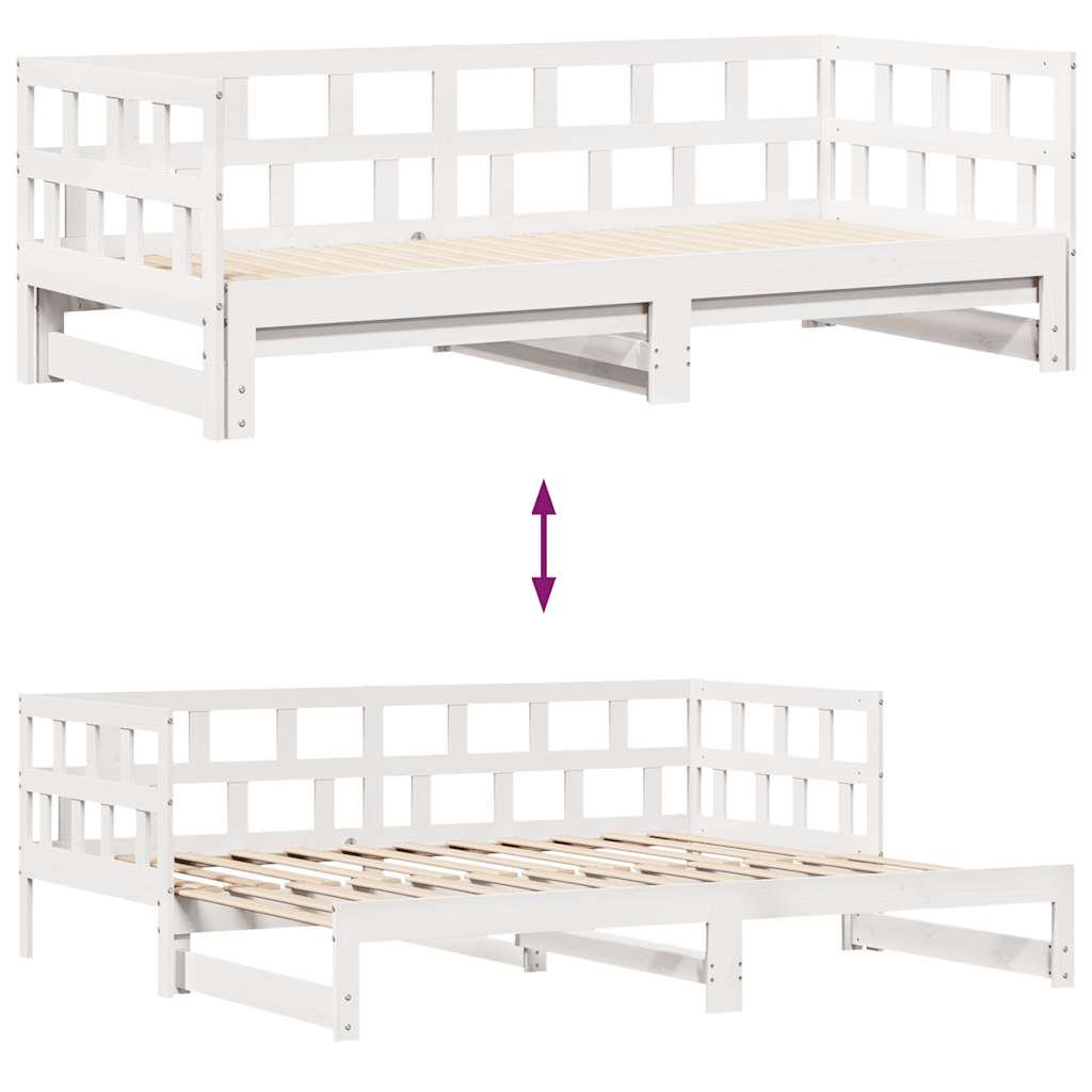 Uttrekkbar dagseng med skuffer uten madrass hvit 90x190 cm vidaXL