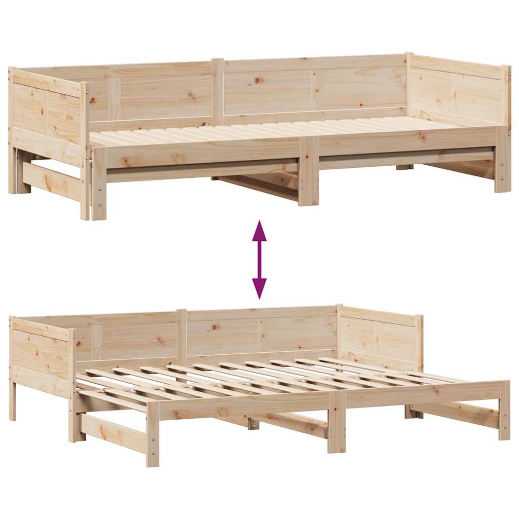 Uttrekkbar dagseng med skuffer uten madrass 80x200 cm