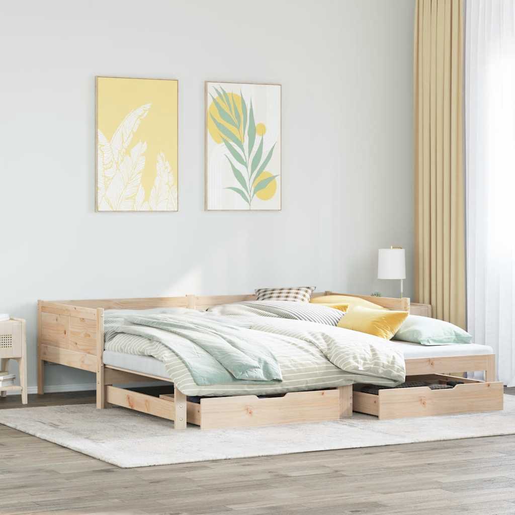 Uttrekkbar dagseng med skuffer uten madrass 90x190 cm