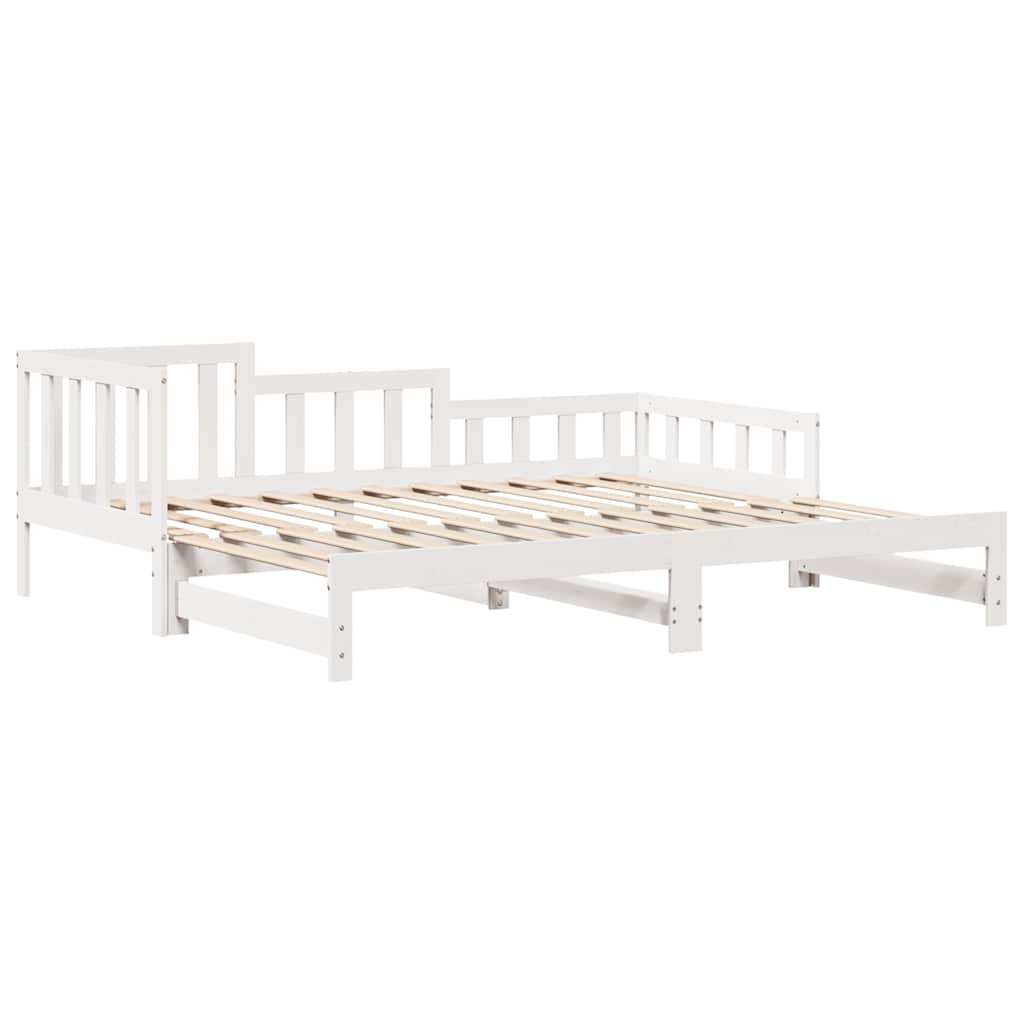 Uttrekkbar dagseng med skuffer uten madrass hvit 90x190 cm