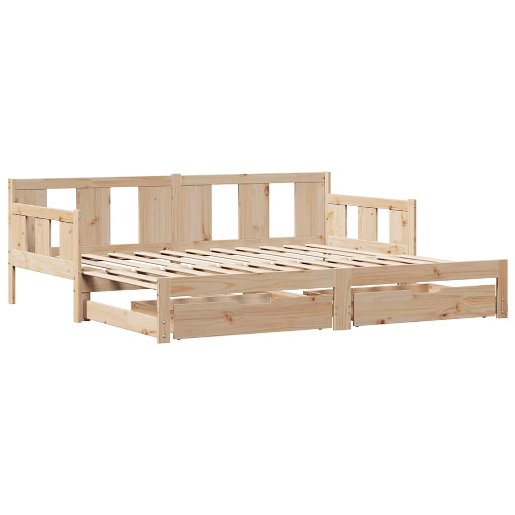 Uttrekkbar dagseng med skuffer uten madrass 90x190 cm