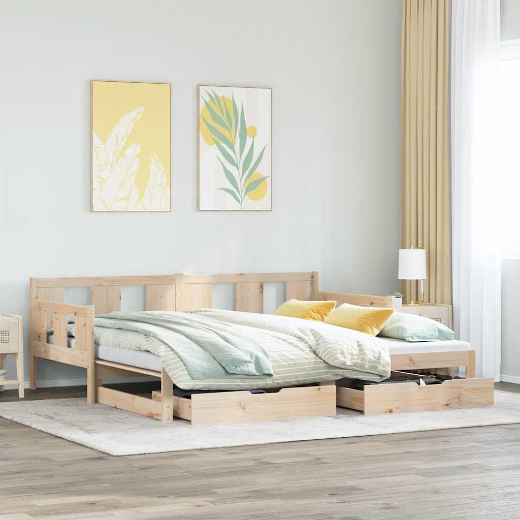 Uttrekkbar dagseng med skuffer uten madrass 90x190 cm