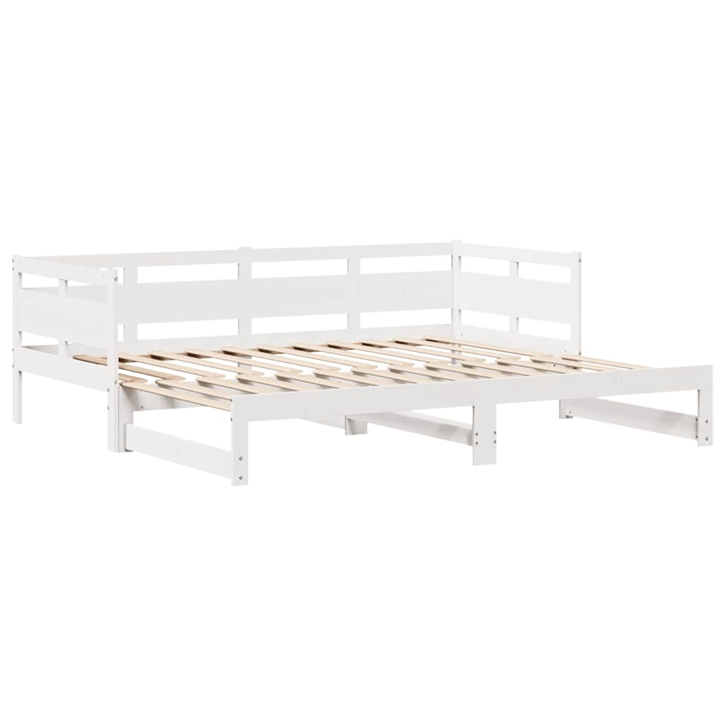 Uttrekkbar dagseng med skuffer uten madrass hvit 90x200 cm