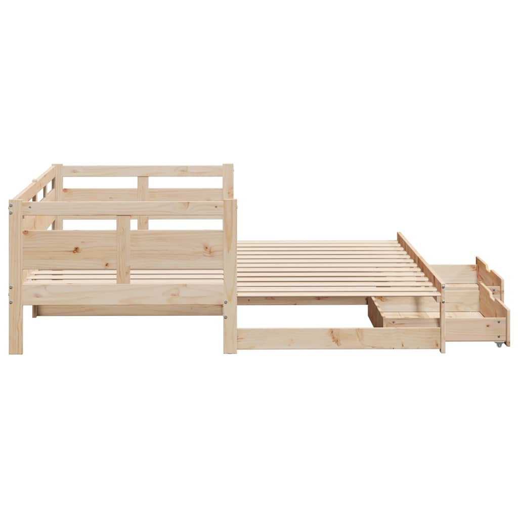 Uttrekkbar dagseng med skuffer uten madrass 80x200 cm