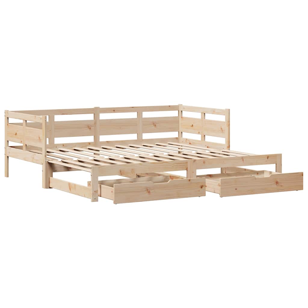 Uttrekkbar dagseng med skuffer uten madrass 90x190 cm