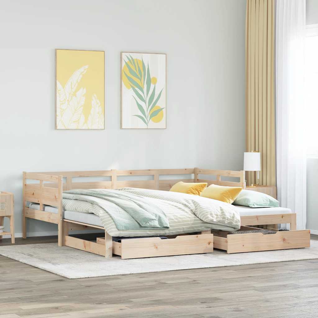 Uttrekkbar dagseng med skuffer uten madrass 90x190 cm