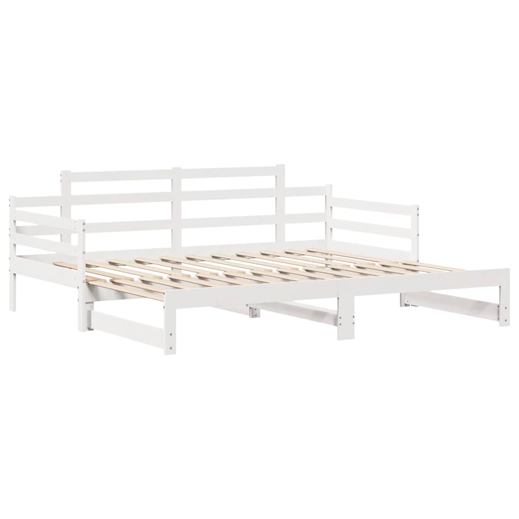 Uttrekkbar dagseng med skuffer uten madrass hvit 90x200 cm