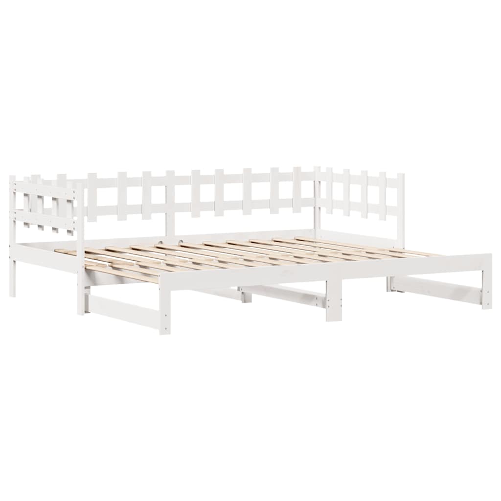 Uttrekkbar dagseng med skuffer uten madrass hvit 80x200 cm
