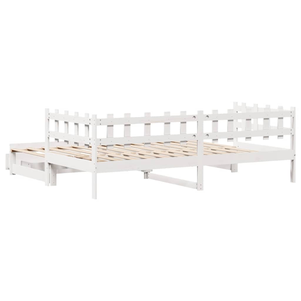 Uttrekkbar dagseng med skuffer uten madrass hvit 90x190 cm