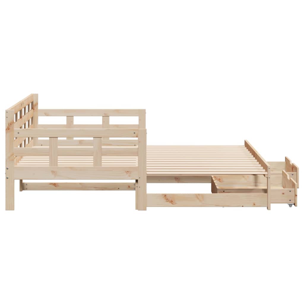 Uttrekkbar dagseng med skuffer 90x200 cm heltre furu